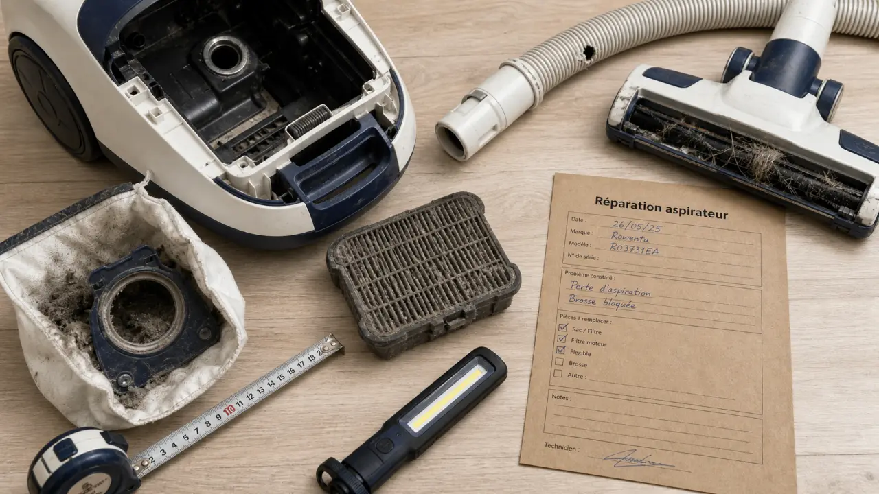 Aspirateur reparation : filtre et sac à poussière encrassés, diagnostic avant achat neuf