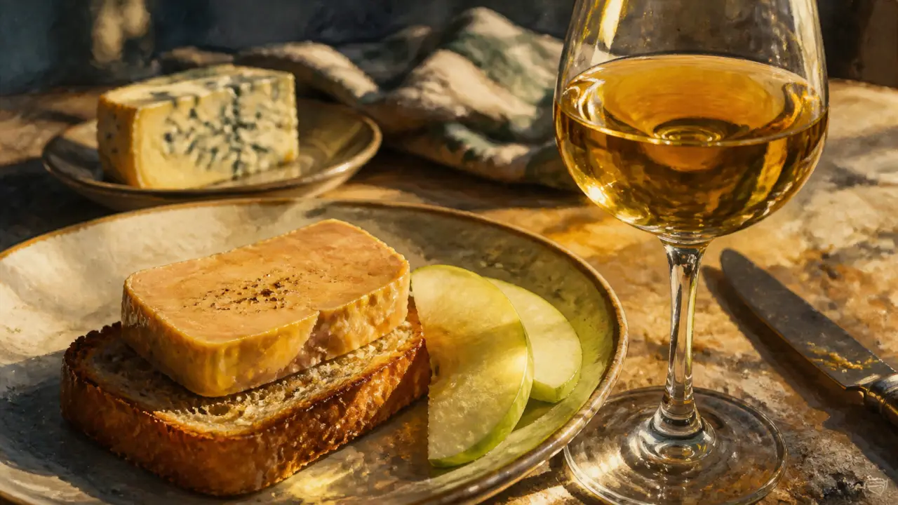 Bonnezeaux accord mets vins : foie gras et bleu d’Auvergne, vue table