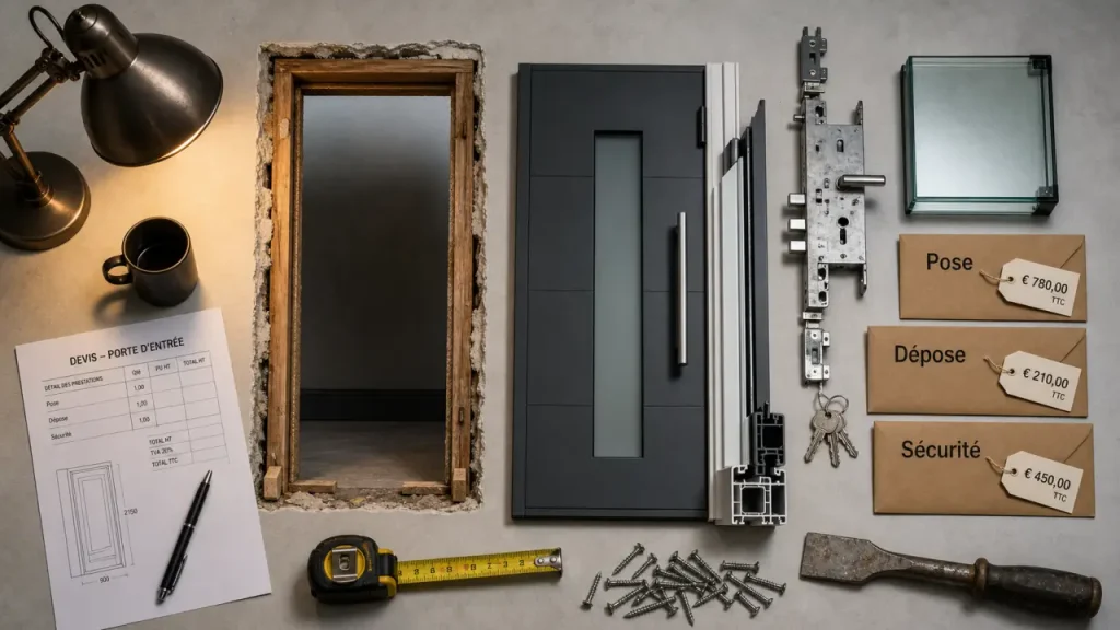 Changer porte d’entrée : pose, coûts et matériaux