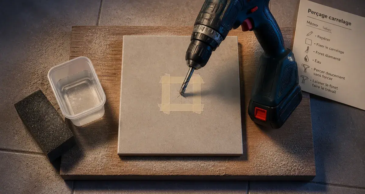 Comment percer un carrelage sans fissurer : foret diamanté et repère