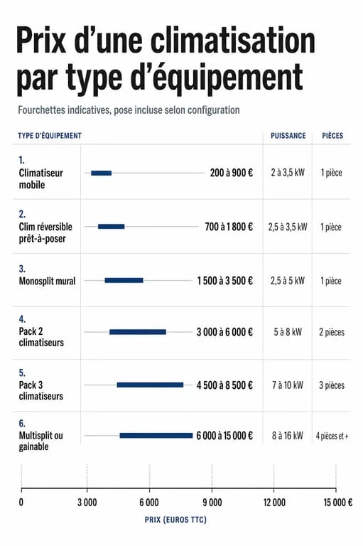 Clim prix : comparaison des prix selon le type de climatisation
