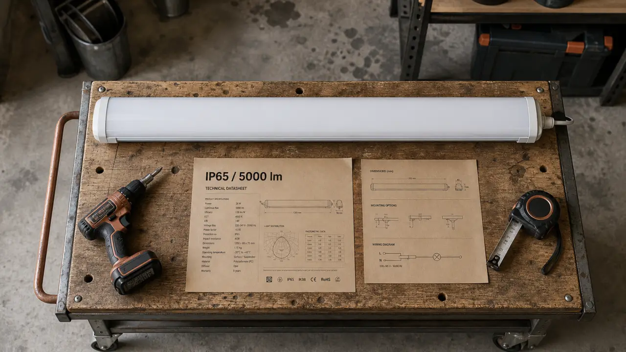 Reglette led garage IP65, 120 cm, 5000 lm