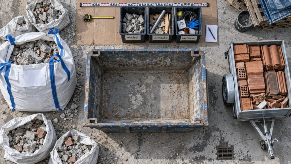 Enlever les gravats : benne et big bag sur chantier