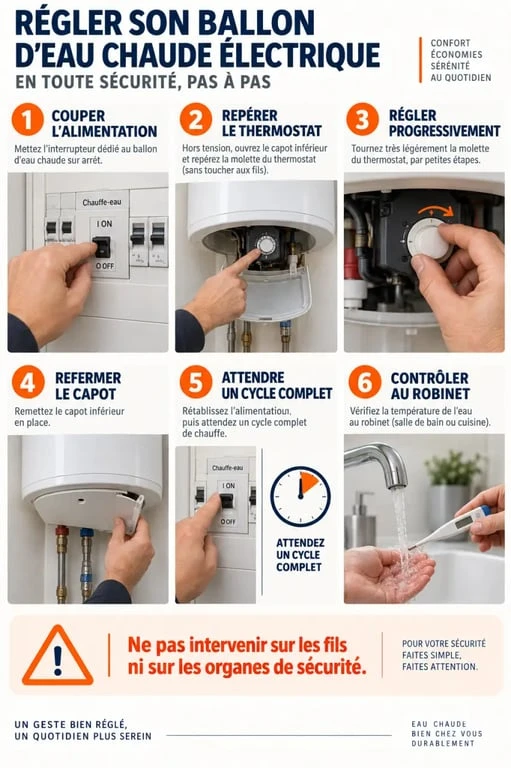 Réglage ballon eau chaude : étapes pour ajuster le thermostat en toute sécurité