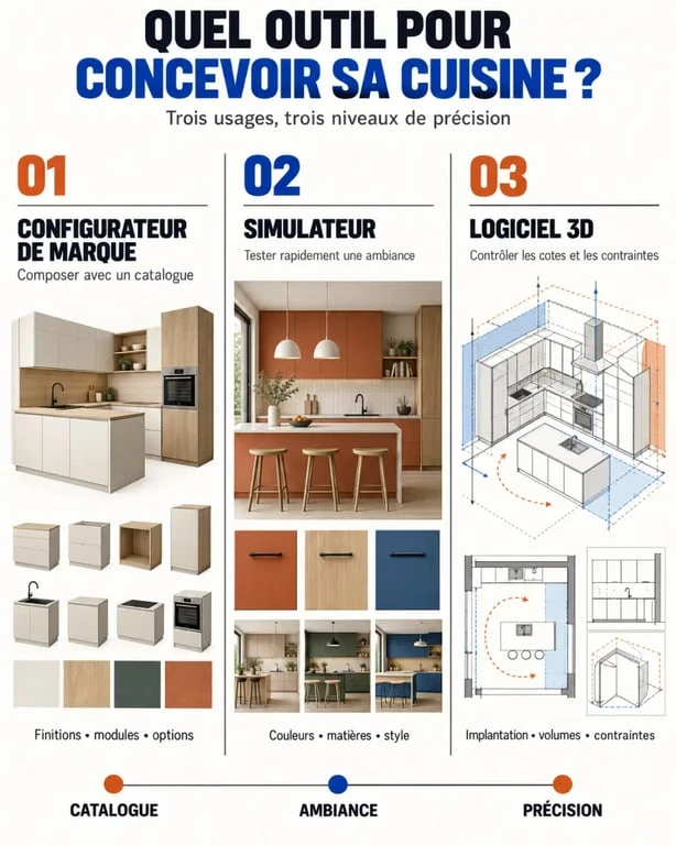 Infographie sur le logiciel de conception cuisine : configurateur, simulateur et outil 3D