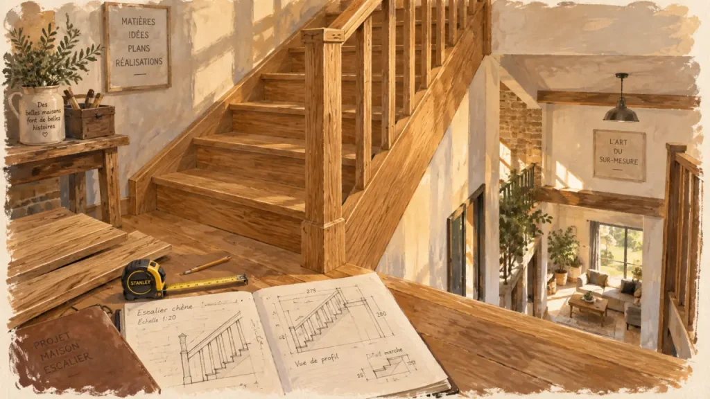 Escaliers sur mesure en bois : escalier en chêne sur mesure