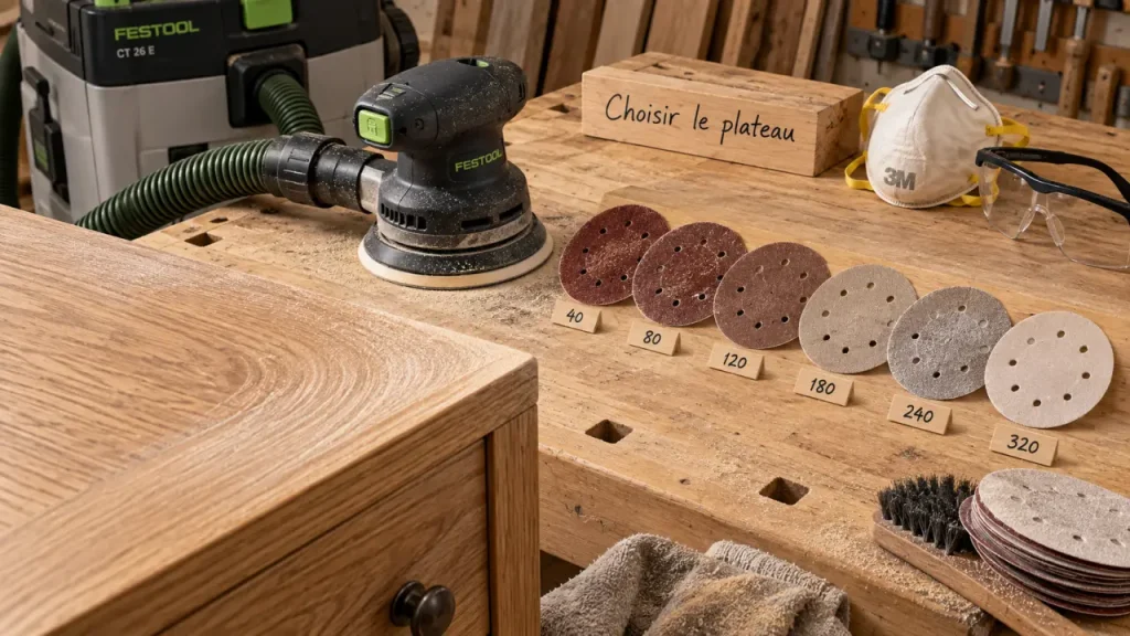 Mini ponceuse électrique et plateau abrasif pour poncer dans les angles