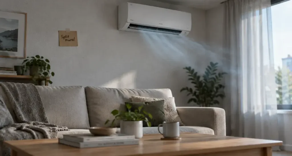 Climatisation murale split mural dans un salon contemporain