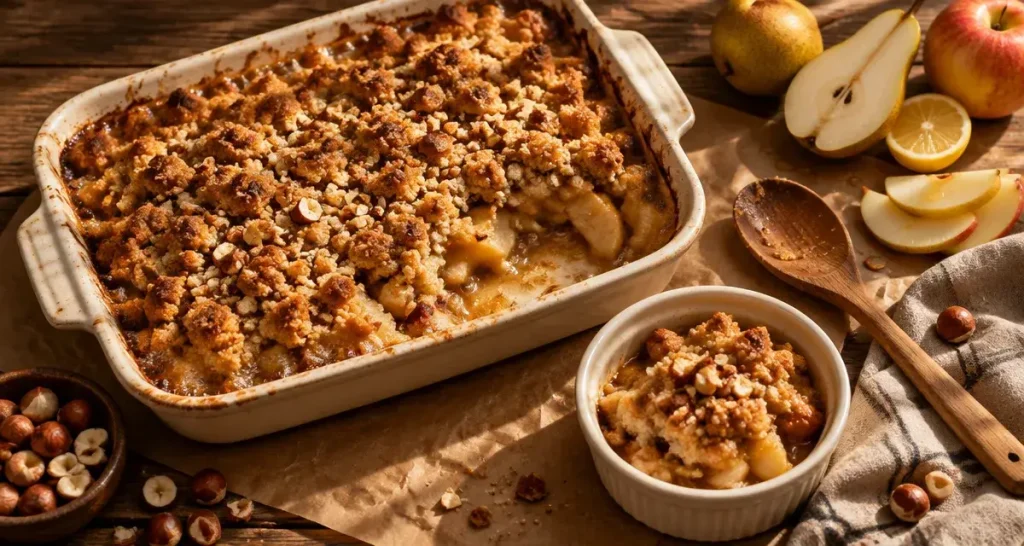 Dessert d automne crumble pomme poire au four